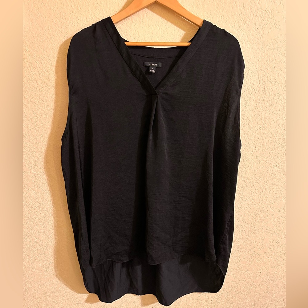 Alfani Women's Elegant Black V-Neck Blouse